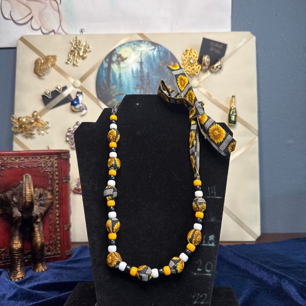 Yellow black and white beaded